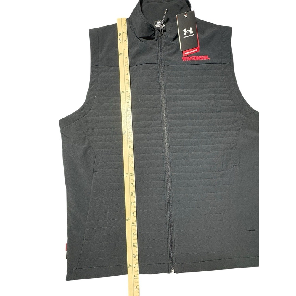 Men's Under Armour  Black Wisconsin Badgers Drive Pro Storm Full-Zip Vest - Picture 7 of 14